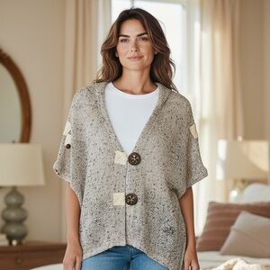 Kaktus Woven Black and Cream Jacket Cardigan  NWT coastal boho